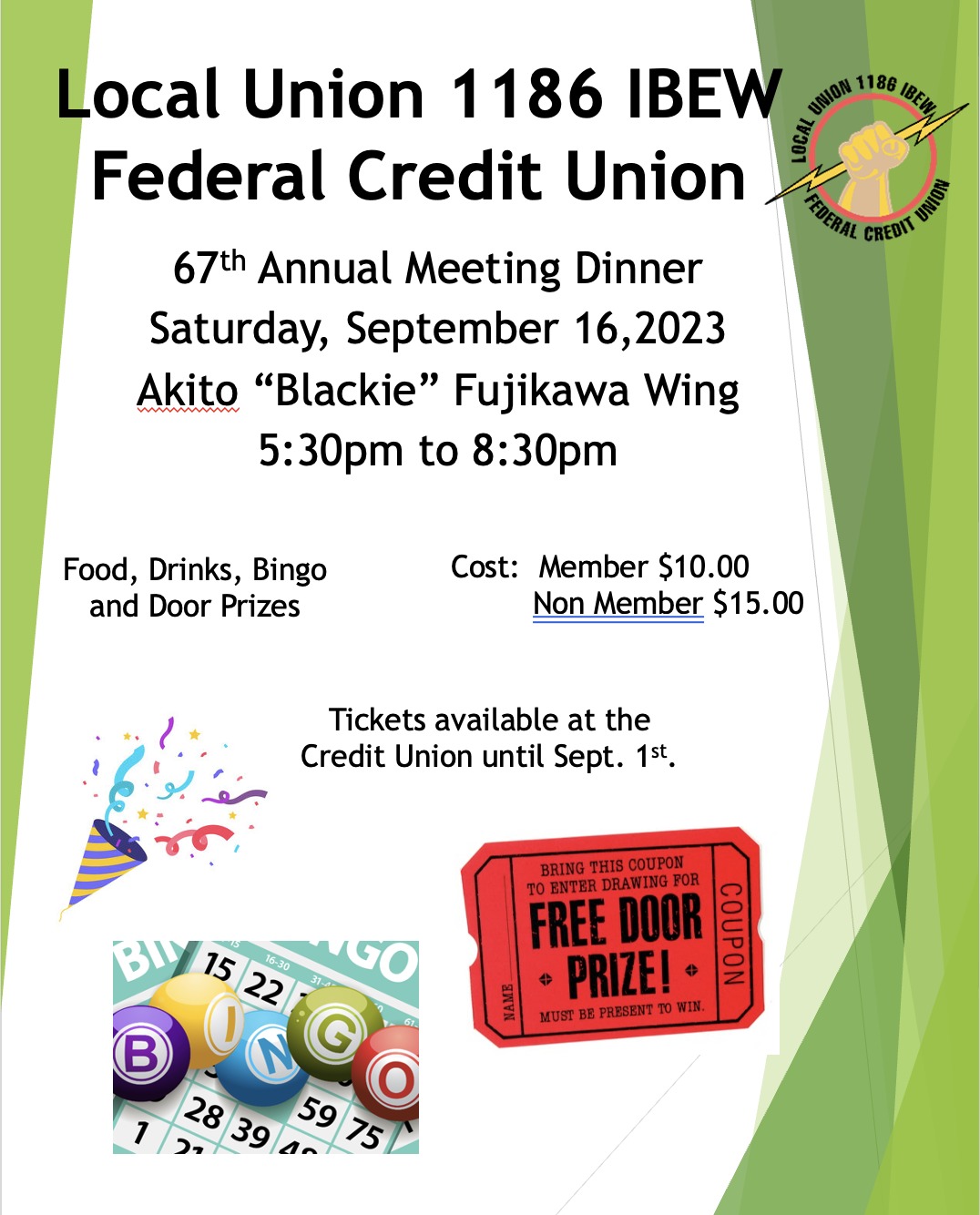 Local 1186 IBEW FCU 67th Annual Meeting/Dinner IBEW 1186